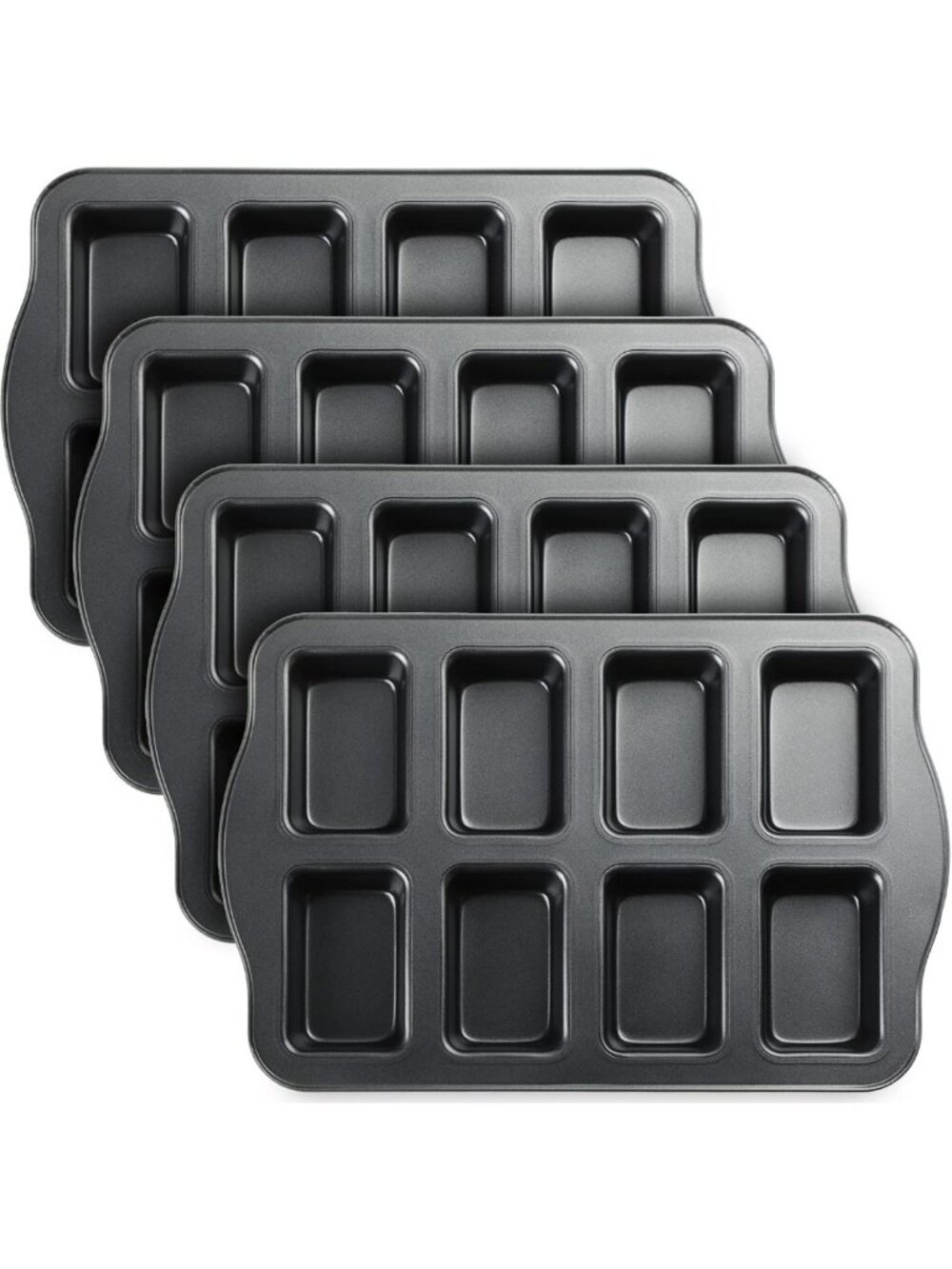 Yinder 4 Pcs Non Stick Mini Loaf Pan, Carbon Steel Baking Bread Pan, 8 Cavity